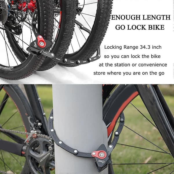 Vikbart cykellås - Stöldskydd Starka säkerhetscykellås, borr- och dyrkfritt cylinder - Vikbar cykel