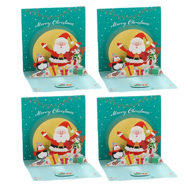 Pop Up-kort Julpaket med 4, Roligt 3D-julkort, Röd