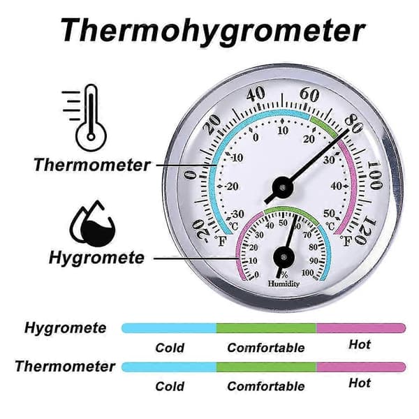 Mini 2 I 1 Termometer Hygrometer -30 Celsius-50 Celsius Metal Skal Fugtighed Temperatur Måler Mo
