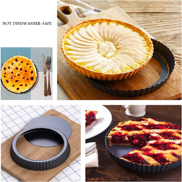 28 cm Quicheform, djupa räfflade kanter, kraftig non-stick yta för snabb lossning och enkel rengöring i varmt vatten, perfekt för att baka pajer utan