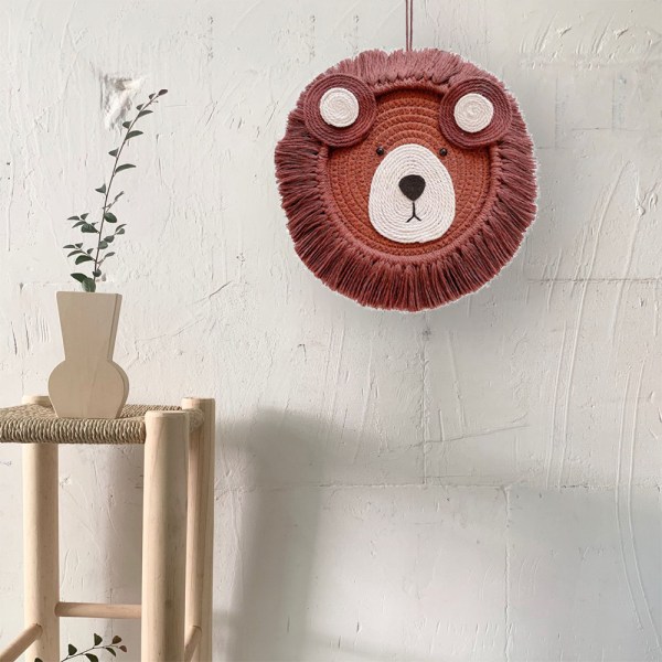 Lion Tiger Macrame Väggkonst, Handgjord Barnkammare W