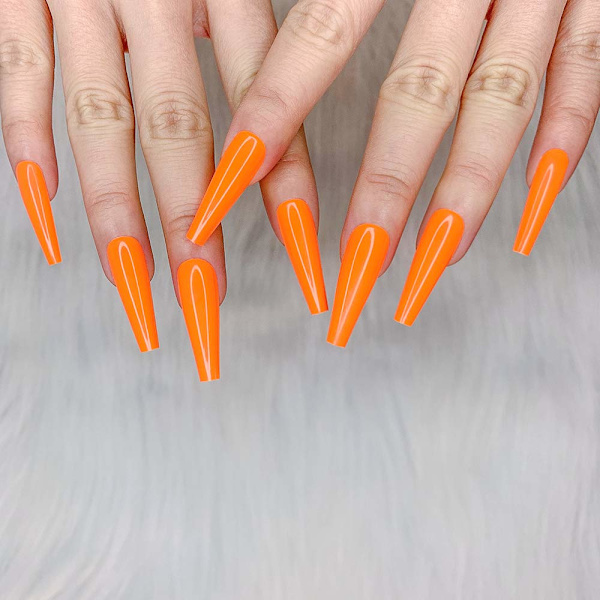 24 stk. Dyb Nude Ren Farve Ballerina Lang Kiste Glansende Falske Negle Tryk på Negle Falske Spidser Manicure til Kvinder og Piger