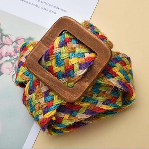 Dame Linned Vævede Taljebælter Boho Vintage Damer Flettet Træ