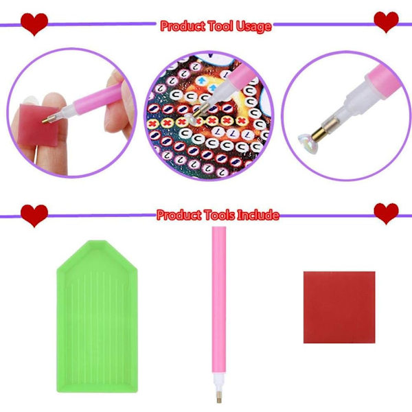 DIY Perle-bogmærker 5D Diamantmaling efter nummer-sæt Læderkvast