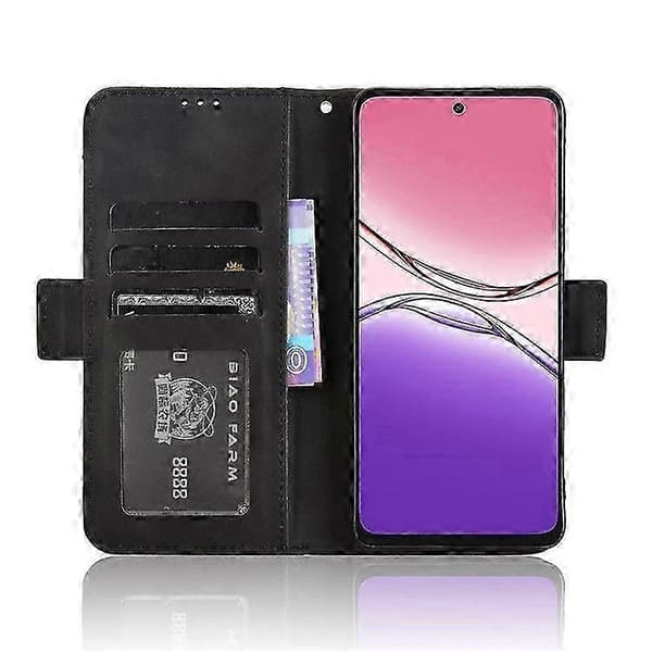 Plånboksfodral i läder för Oppo A5 Pro 5G med flera kortfack Black