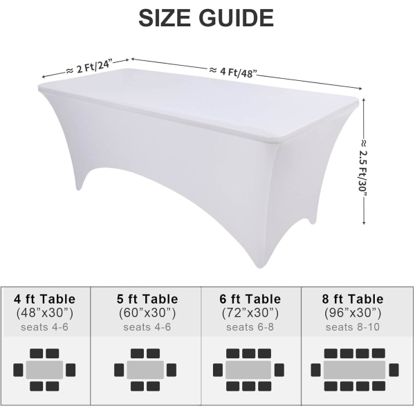 Beige stretchdukar för 4 fot rektangulära bord