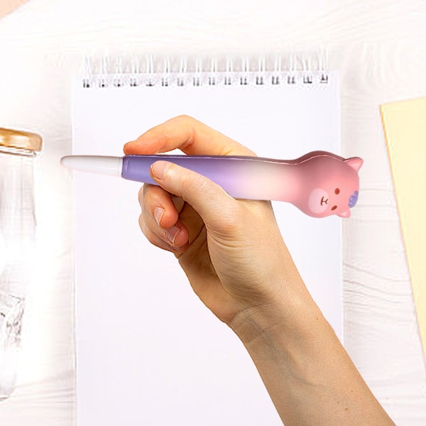 Pehmeät ja söpöt puristettavat kynät, stressiä lievittävät, sileämpi kirjoitus, Kawaii-geeli-mustekynä loma-lahjoihin ja koulutavaroihin, vaaleanpunainen ja violetti karhu