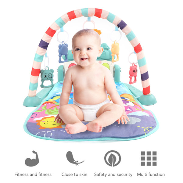 Baby Gym Lekmatta Piano Förbättra Motorik Sensorisk Stimulering Lärande Ljus Musikalisk Spark Piano Matta Ultramarin