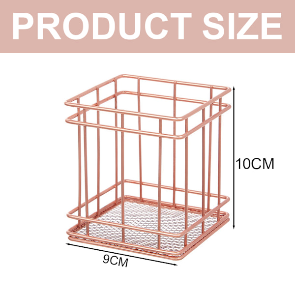 Metal Penholder til Skrivebord, Makeupbørstebeholder, Blyantsholdere, Kontor & Hjem Organizer, Rosenguld