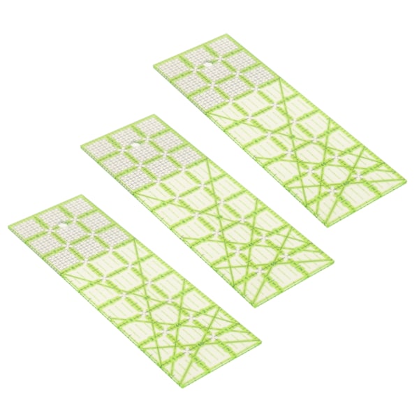 3 st Quilting Linjal 9 tum Stor Rektangel Tum Skala Gröna Guide Linjer Akryl Klar Sy Linjaler för Sömnad Projekt
