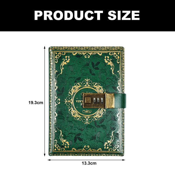 Låsbart hemligt dagbok, varm guldpräglad design dagbok, tjock