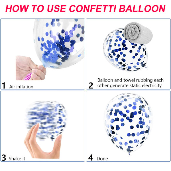 Fästballonger 15-pack, Konfettiballonger, 12-tums ballonger Dekorationer Set