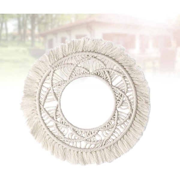 Dekorativa Macrame Cirkelspeglar, Handvävd Boho Väggkonst Med Toppfrans Förhöjer Varje Vardagsrum, Perfekt För Lägenhet Och Studentrum,