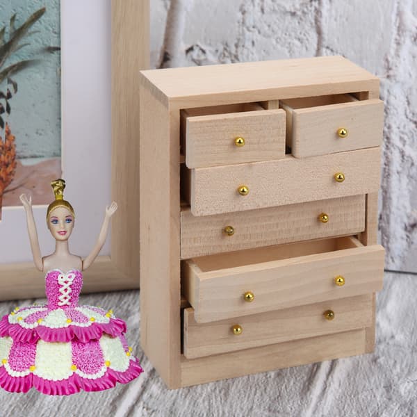 Solid Træ Miniature Møbel Ornament, Birk Materiale Udsøgt Håndværk Til Dekorativt Dukkehus Møbel Mini Hus Tilbehør