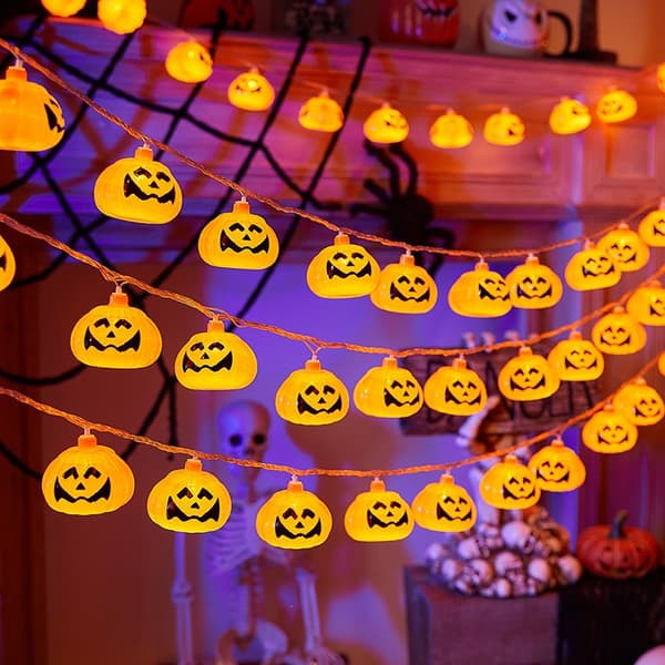 Halloween sort hat dobbeltsidet græskar, 3m 20LED batteri, festlig festdekoration 3m 20LED Battery