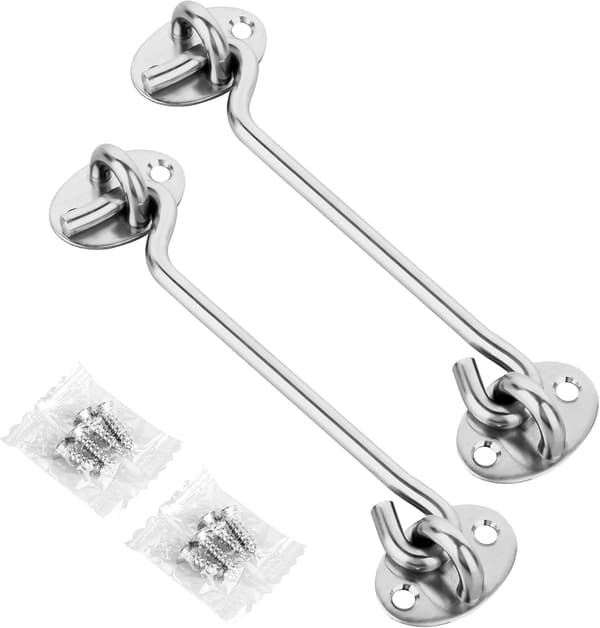 (15 cm) 2-pack inklusive skruvar krok och ögla rostfritt stål