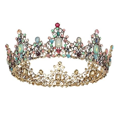Ädelsten Barock Drottningkrona – Strass Bröllopskrona och Diadem