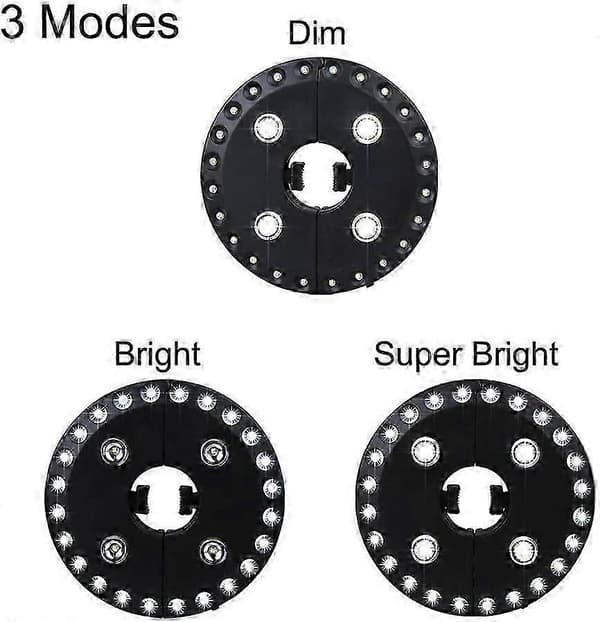 Parasollbelysning med 3 ljusstyrkor, 28 LED-lampor, 220 Lux - Drivs av 4 AA-batterier