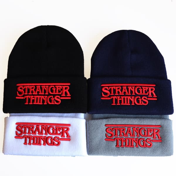 Stranger Things sæson 4 broderet strikhue vintervarme skihue unisex stil grå