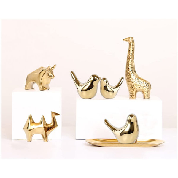 Små Dyrefigurer Hjemmedekoration Moderne Stil Guld Dekorativ Orn