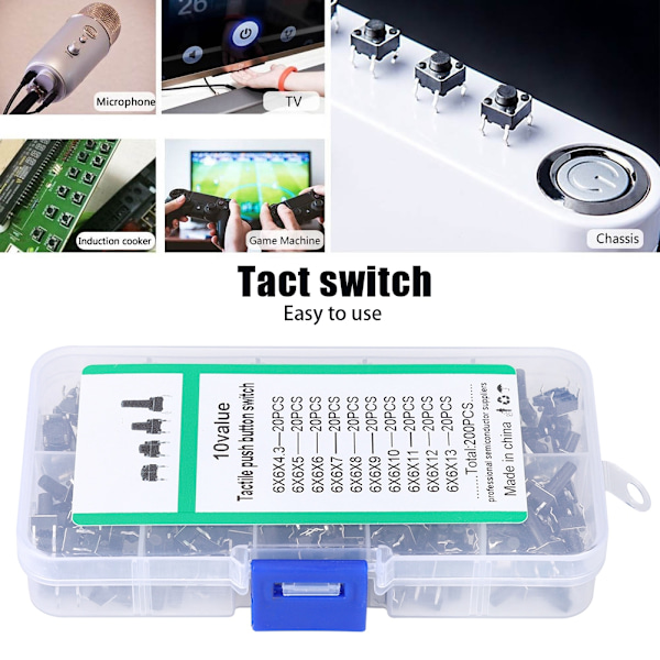 200 stk Taktsbrytersett Industrielt Tilbehør Hardwaredeler 10W Flick Avbrytersett 200 stk