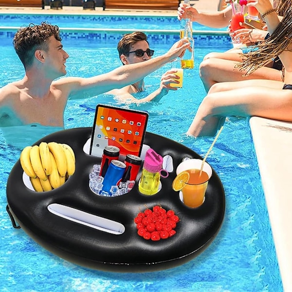 Flytande bar, uppblåsbar dryckeshållare för pool, 9-håls uppblåsbar dryckeshållare med stor kapacitet, flytande poolbar, lämplig för