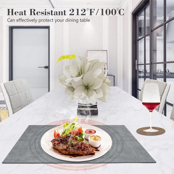 Svart placemat i läder, värmebeständig och