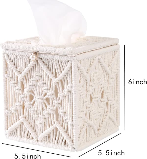 Firkantet Macrame Kleenexæske Betræk til Badeværelse Servietholder med