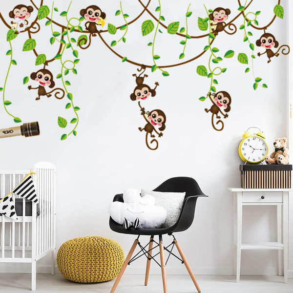 Abe Wall Decals Jungle Dyr Vægstickers Børneværelse Baby Børnehave Soveværelse Vægdækning