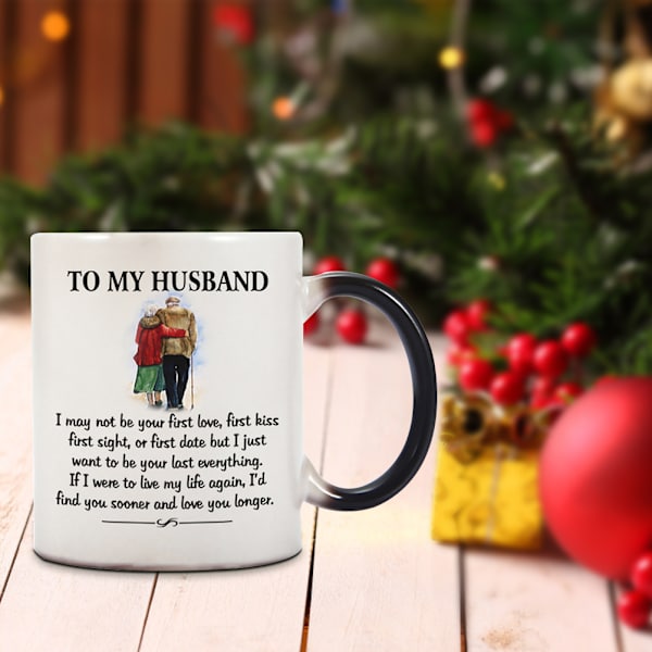 Till min man, värmekänslig kopp, mugg som ändrar färg med temperaturen, kaffekopp, Alla hjärtans dag-present till älskare, make