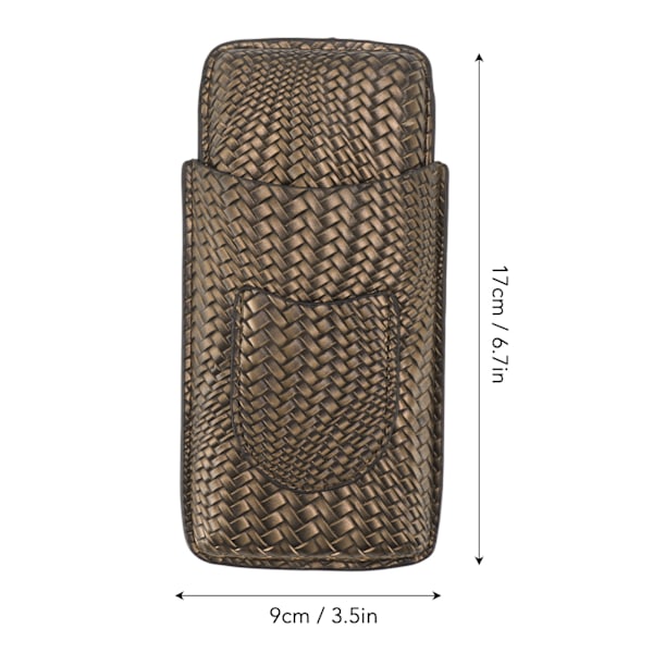 3-Finger Cigar Etui med Vævet Mønster, Bærbar Rejse Læder Cigar Humidor Etui Rygning Tilbehør Guld