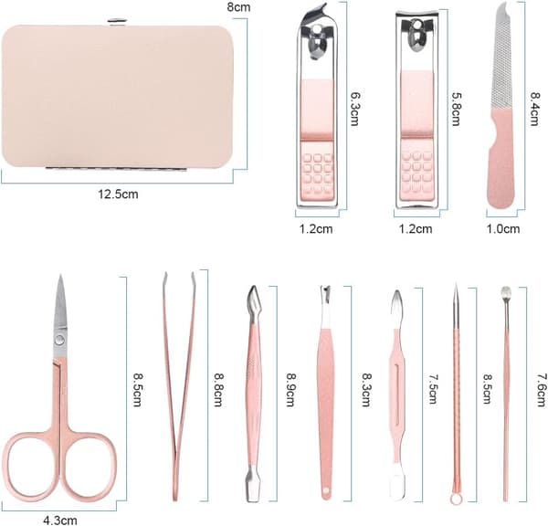 (Rose Glod) Manicure Pedicure Sæt, 10 stk. Manicure Pedicure Sæt Pr