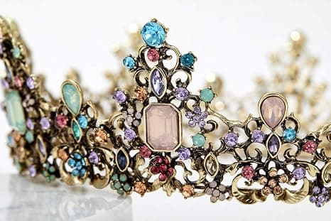Ädelsten Barock Drottningkrona – Strass Bröllopskrona och Diadem