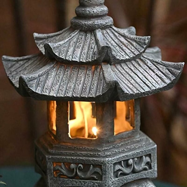 Eleganta japanska trädgårdsdekorationer, solcellspagoda lykta Zen asiatisk dekor för utomhus- och inomhusdekoration