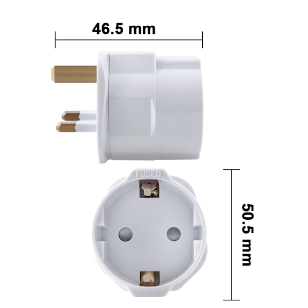 Europæisk standard til britisk standard stikkontakt adapter, sæt af 2