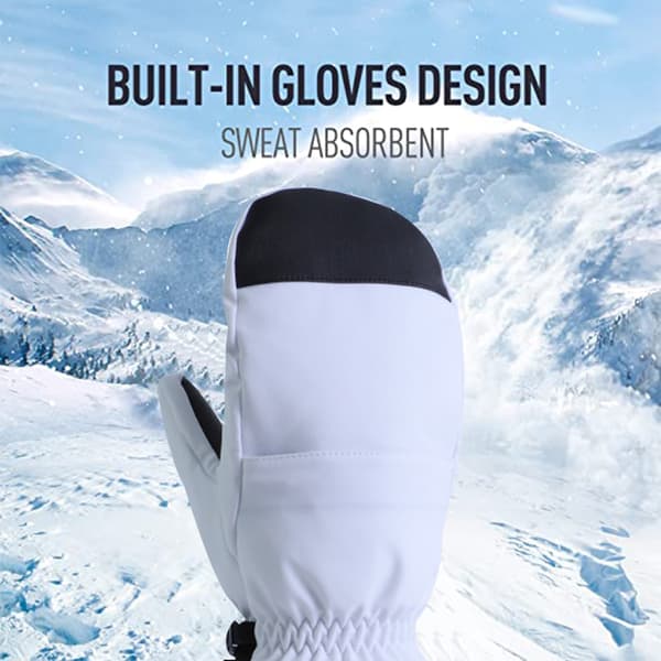 Hvite hansker for snowboard, varme hansker