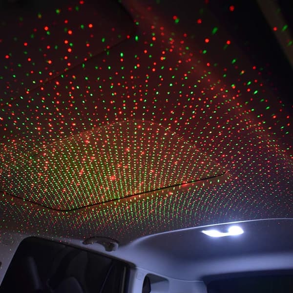 USB Nattlys Stjerneprojektor, 2 i 1 Auto Bil Tak LED Lys, A