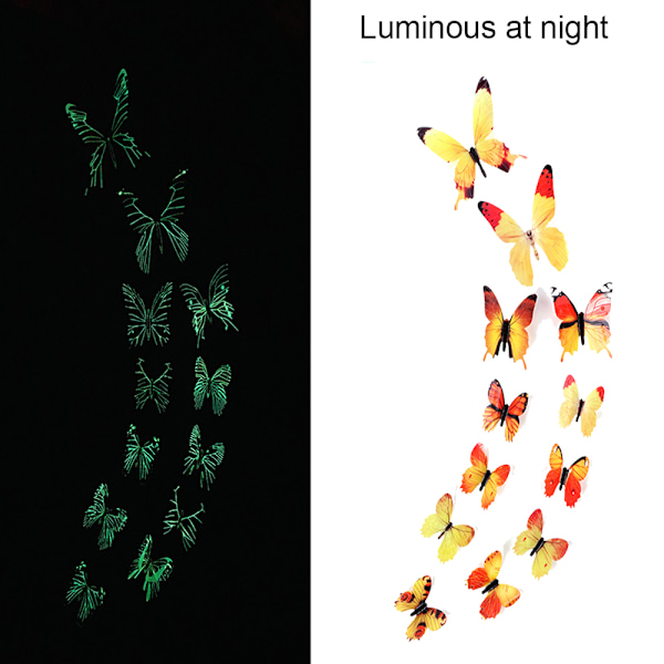 Luminous tredimensionel sommerfugl vægdekoration til børneværelset