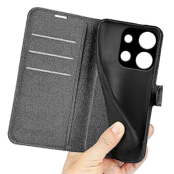 For TCL 503 deksel Litchi-tekstur støtsikkert lommebok-etui Black