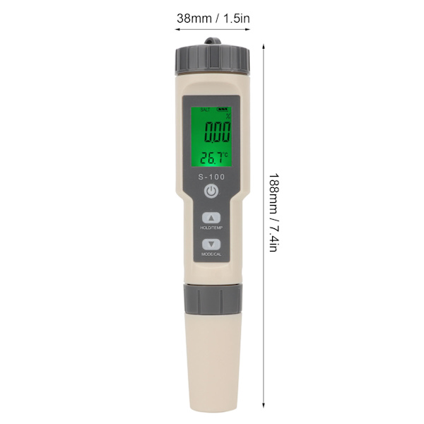 4-i-1 EC/TDS/ Salinitet/Temperatur Tester Multifunktionel Vandkvalitetstester til Akvarium