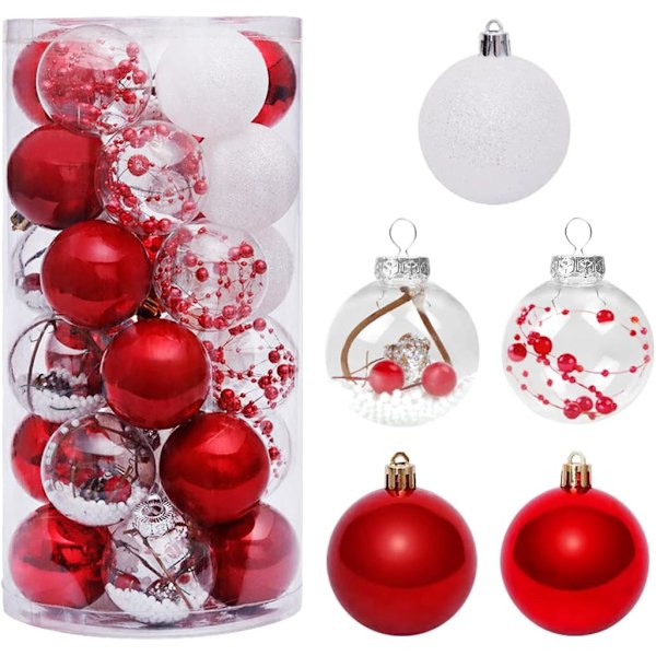 Eleganta Charm Splittersäkra Julgranskulor i Plast, Unikt Set med Julgransprydnader för Juldekoration och Bröllop