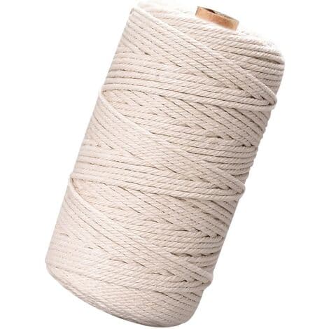 3 mm x 200 m Naturlig Macramé Snor, Macramé Garn Bomuldssnor til Macramé, Macramé Snor DIY Håndarbejde til Vægophæng Bøjle til