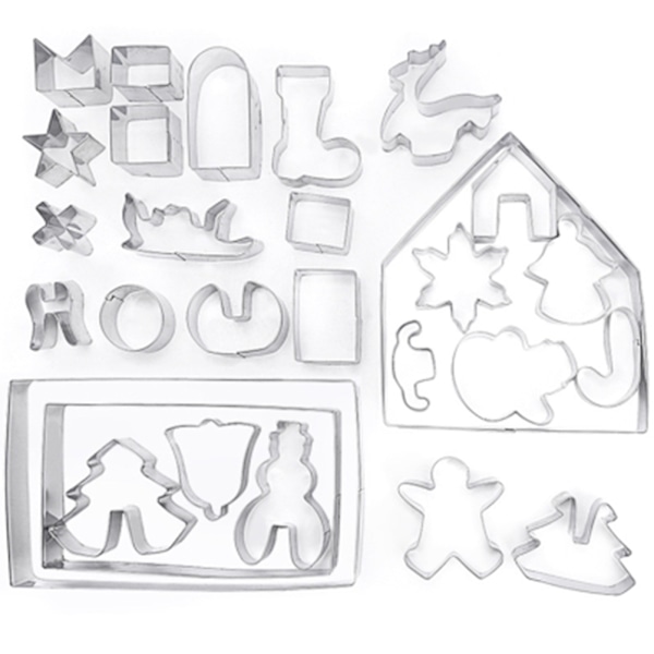 28-delars kakformar set 3D kakformar rostfria kakformar pepparkakshusform