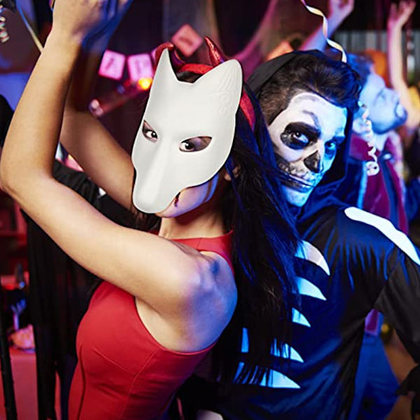 Rævmaske Japansk Kabuki Kitsune Masker PU Masker til Mænd Kvinder