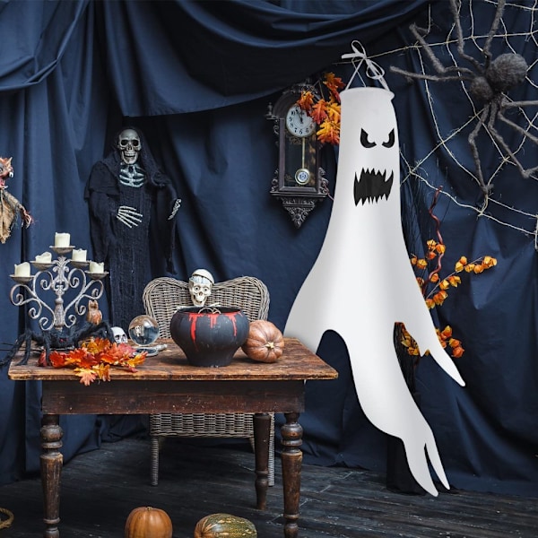 Halloween Dekorationer, Spökvindstrutar i Polyestertyg med Utbytbara Batterier för Inom- och Utomhusbruk (2-pack)