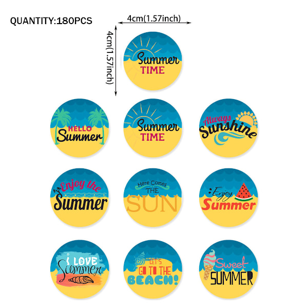 180 st sommarstickers sommar pool runda klistermärken kit sommar