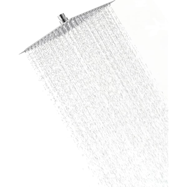 Brustet Stål Bruseshower - Vandbesparende Bruseshower, 30CM Kvadratisk Bruseshower, Universal Regnbruseshower 1/2 Tomme Gevind, 360° Drejelig