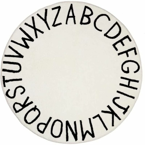 Halkfri Alfabetmatta, Mjuk och Bekväm Tvättbar Matta, 120 cm Diameter, Pedagogiskt Verktyg för Barns Lekrum Sovrum, Hudvänlig Naturlig Bomull