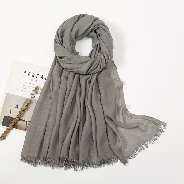 Skjerf for kvinner Bomull Lett Stor Lang Mull Skjerf Elegant Ensfargede Skjerf