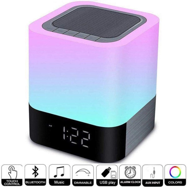 Berøringsstyrt nattlampe, LED Bluetooth-høyttaler, nattlys